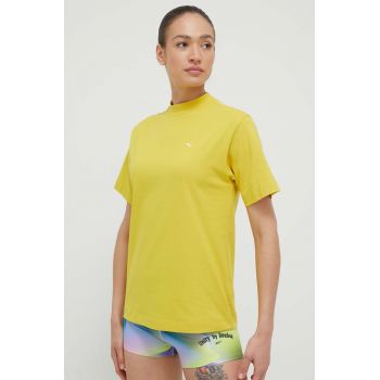 Puma tricou din bumbac culoarea galben