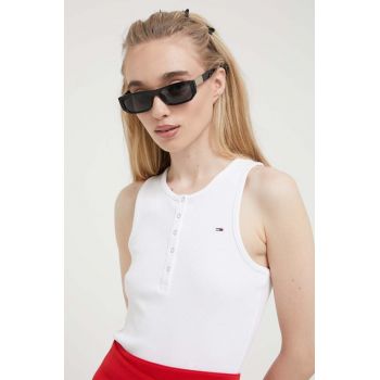 Tommy Jeans top femei, culoarea alb