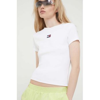 Tommy Jeans tricou femei, culoarea alb