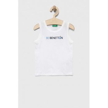 United Colors of Benetton tricou de bumbac pentru copii culoarea alb, cu imprimeu