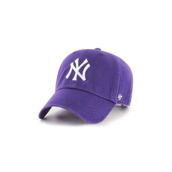 47brand șapcă de baseball din bumbac MLB New York Yankees culoarea violet, cu imprimeu