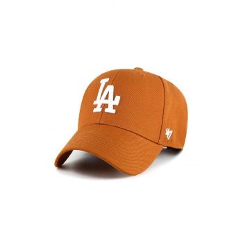47brand șapcă din amestec de lână MLB Los Angeles Dodgers culoarea portocaliu, cu imprimeu de firma originala