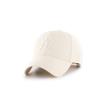 47brand șapcă din amestec de lână MLB New York Yankees culoarea bej, cu imprimeu  B-MVPSP17WBP-NTC