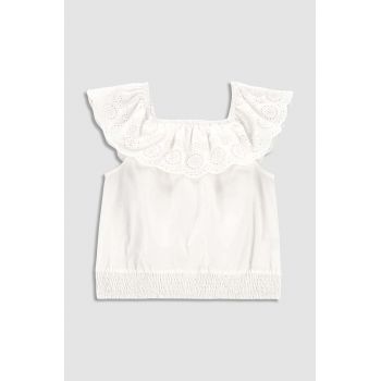 Coccodrillo bluza de bumbac pentru copii culoarea alb