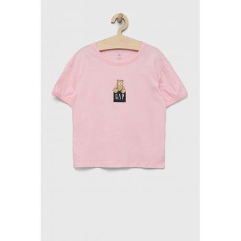 GAP tricou de bumbac pentru copii culoarea roz