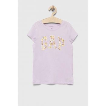 GAP tricou de bumbac pentru copii culoarea violet