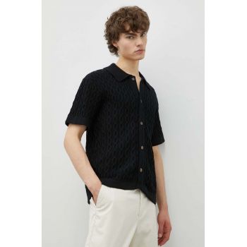 Les Deux cardigan din bumbac culoarea negru