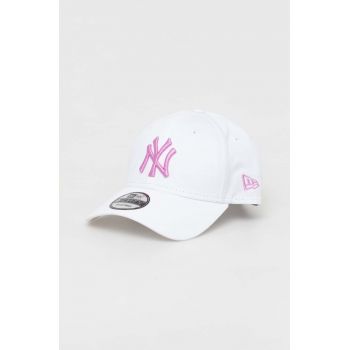 New Era șapcă de baseball din bumbac culoarea alb, cu imprimeu, NEW YORK YANKEES