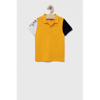OVS tricouri polo din bumbac pentru copii culoarea galben, modelator