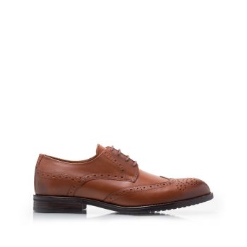 Pantofi eleganţi bărbaţi din piele naturală, Leofex - 655 Cognac Box ieftin