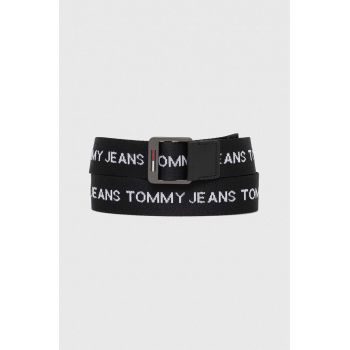 Tommy Jeans curea barbati, culoarea negru de firma originala