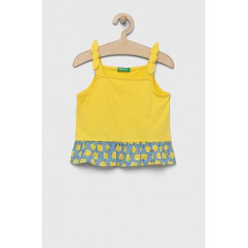 United Colors of Benetton bluza de bumbac pentru copii culoarea galben, modelator