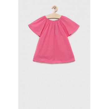 United Colors of Benetton bluza de bumbac pentru copii culoarea roz