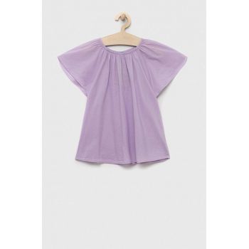 United Colors of Benetton bluza de bumbac pentru copii culoarea violet ieftina