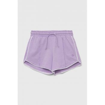 United Colors of Benetton pantaloni scurți din bumbac pentru copii culoarea violet, neted