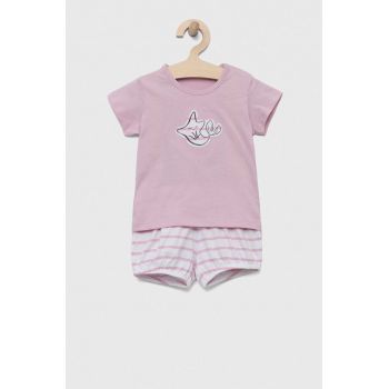 United Colors of Benetton set de bumbac pentru bebelusi culoarea roz ieftin