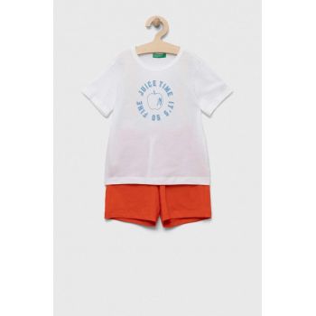 United Colors of Benetton set de bumbac pentru copii culoarea rosu de firma original