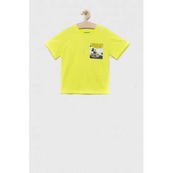 United Colors of Benetton tricou copii culoarea galben, cu imprimeu