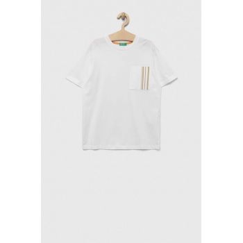 United Colors of Benetton tricou de bumbac pentru copii culoarea alb, cu imprimeu