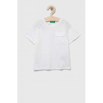 United Colors of Benetton tricou de bumbac pentru copii culoarea alb, cu imprimeu