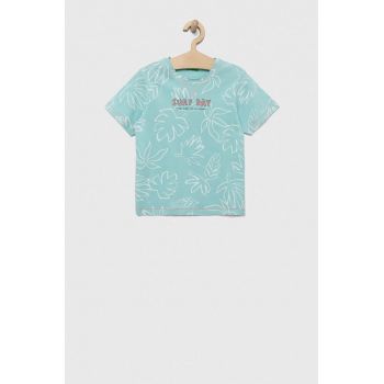 United Colors of Benetton tricou de bumbac pentru copii culoarea turcoaz, modelator