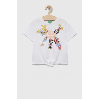 United Colors of Benetton tricou de bumbac pentru copii x Disney culoarea alb