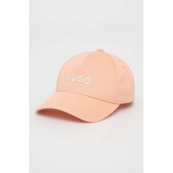 HUGO șapcă de baseball din bumbac culoarea portocaliu, cu imprimeu 50496033 de firma originala