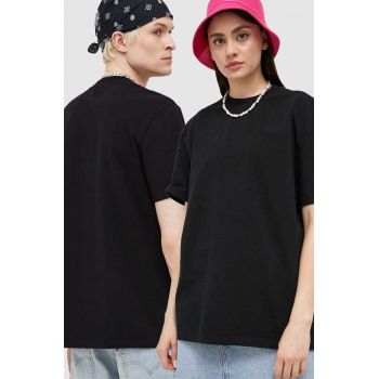 Preach tricou din bumbac culoarea negru, neted