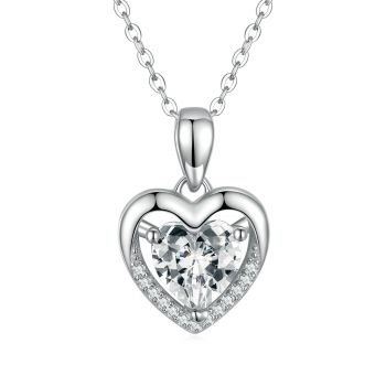 Colier din argint White Crystal Heart