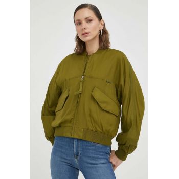 G-Star Raw geaca bomber femei, culoarea verde, de tranzitie