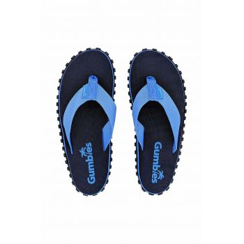 Gumbies slapi Duckbill femei, culoarea albastru marin, cu toc plat