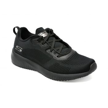 Pantofi SKECHERS negri, SKECHERS SQUAD, din material textil