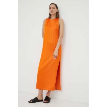Samsoe Samsoe rochie culoarea portocaliu, maxi, drept