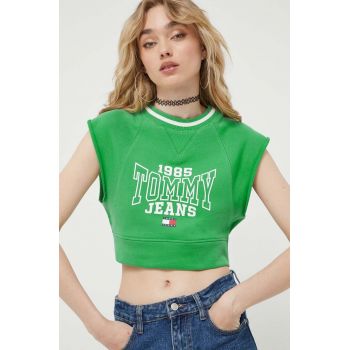 Tommy Jeans top femei, culoarea verde