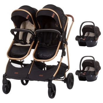 Carucior gemeni Chipolino Duo Smart 3 in 1 ebony