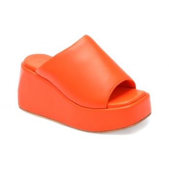 Papuci EPICA portocalii, 1322927, din piele naturala