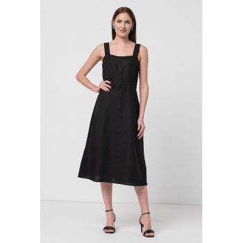 Rochie midi din amestec de in la reducere