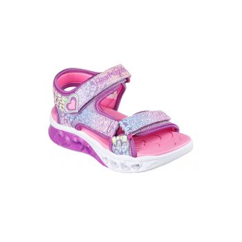 Sandale cu velcro si model colorblock Flutter Hearts