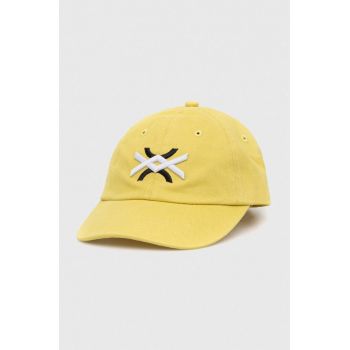 United Colors of Benetton șapcă din bumbac pentru copii culoarea galben, cu imprimeu