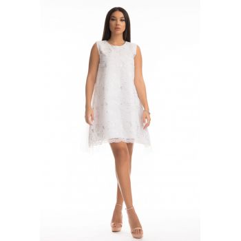 Rochie alba de ocazie cu croiala in A