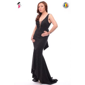 Rochie Artista de seara mulata pe corp cu spatele gol si accesorizata cu o funda la spate