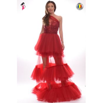 Rochie de ocazie din tulle bordo