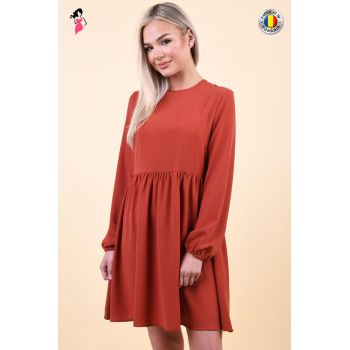 Rochie de zi caramizie din vascoza