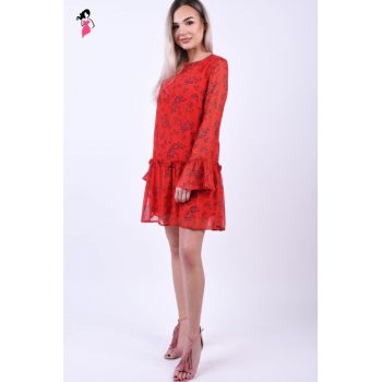 Rochie de zi din voal cu imprimeu floral