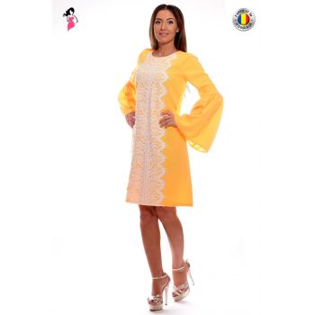 Rochie galbena lejera cu maneci clopot