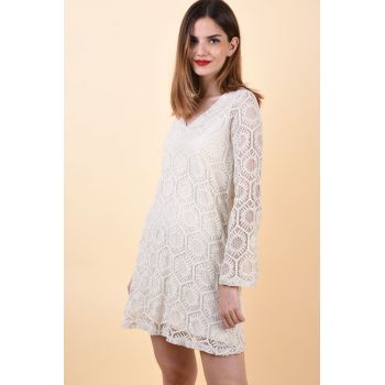 Rochie ivory cu croiala lejera din dantela