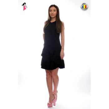 Rochie LaDonna by Catalin Botezatu neagra cu volane si insertie dantela