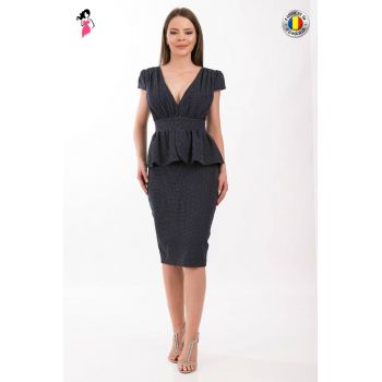 Rochie MBG Collection cu buline albe cu croi conic si basc