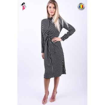 Rochie tip camasa cu buline albe din vascoza