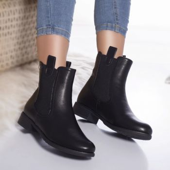 Ghete casual dara piele ecologica usor imblanita negru Ghete casual dara piele ecologica usor imblanita negru